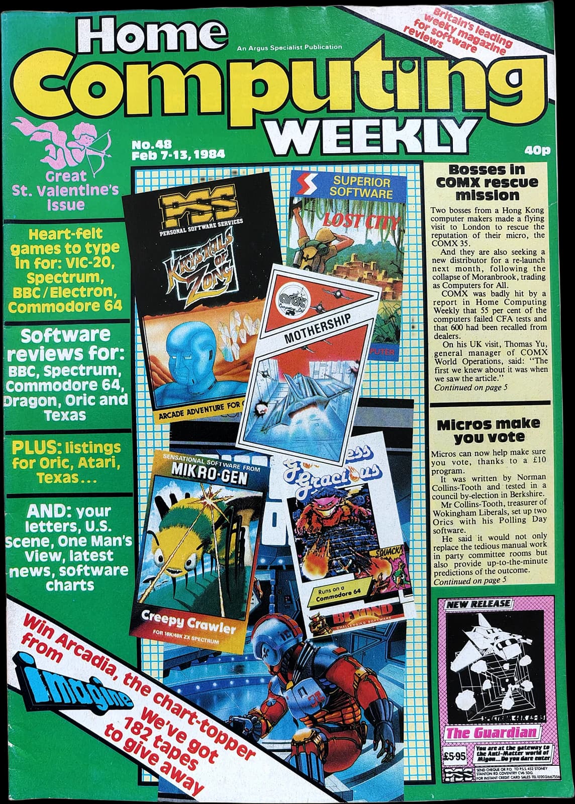 Home Computing Weekly magazine Issue 48, February 1984: St Valentine's issue