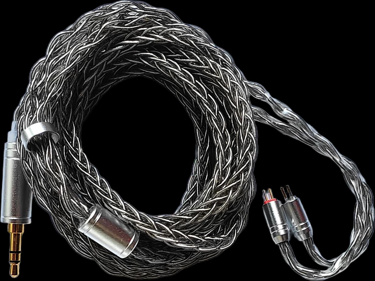 KBEAR ST12 Plus IEM upgrade cable, 2-pin 0.78 mm to 3.5 mm, 8-core silver-plated, 2 m