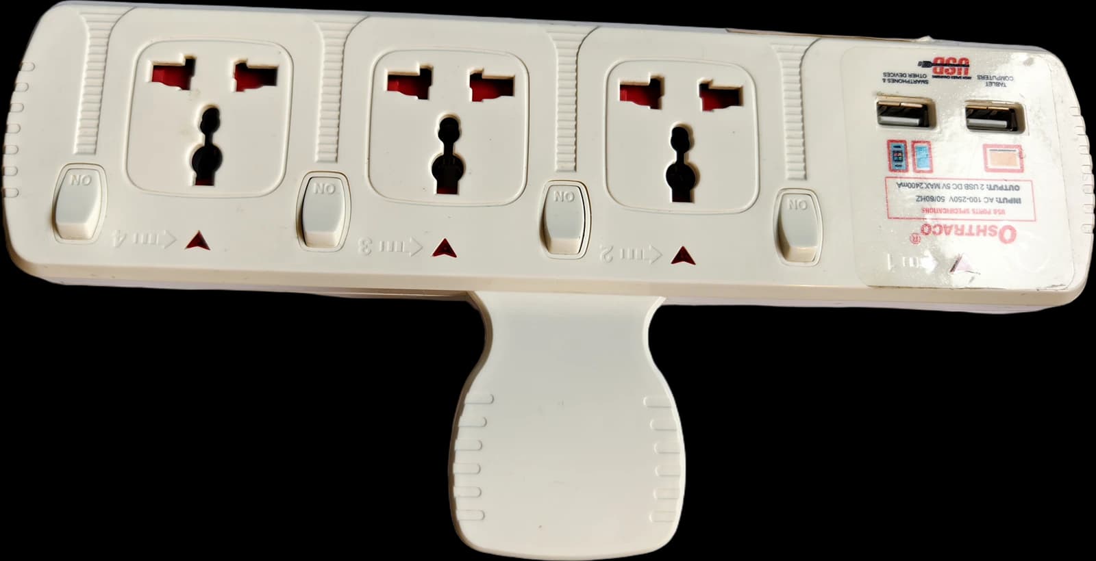 Oshtraco OTC-3132UK1 3-way plug-in socket with 2 USB ports