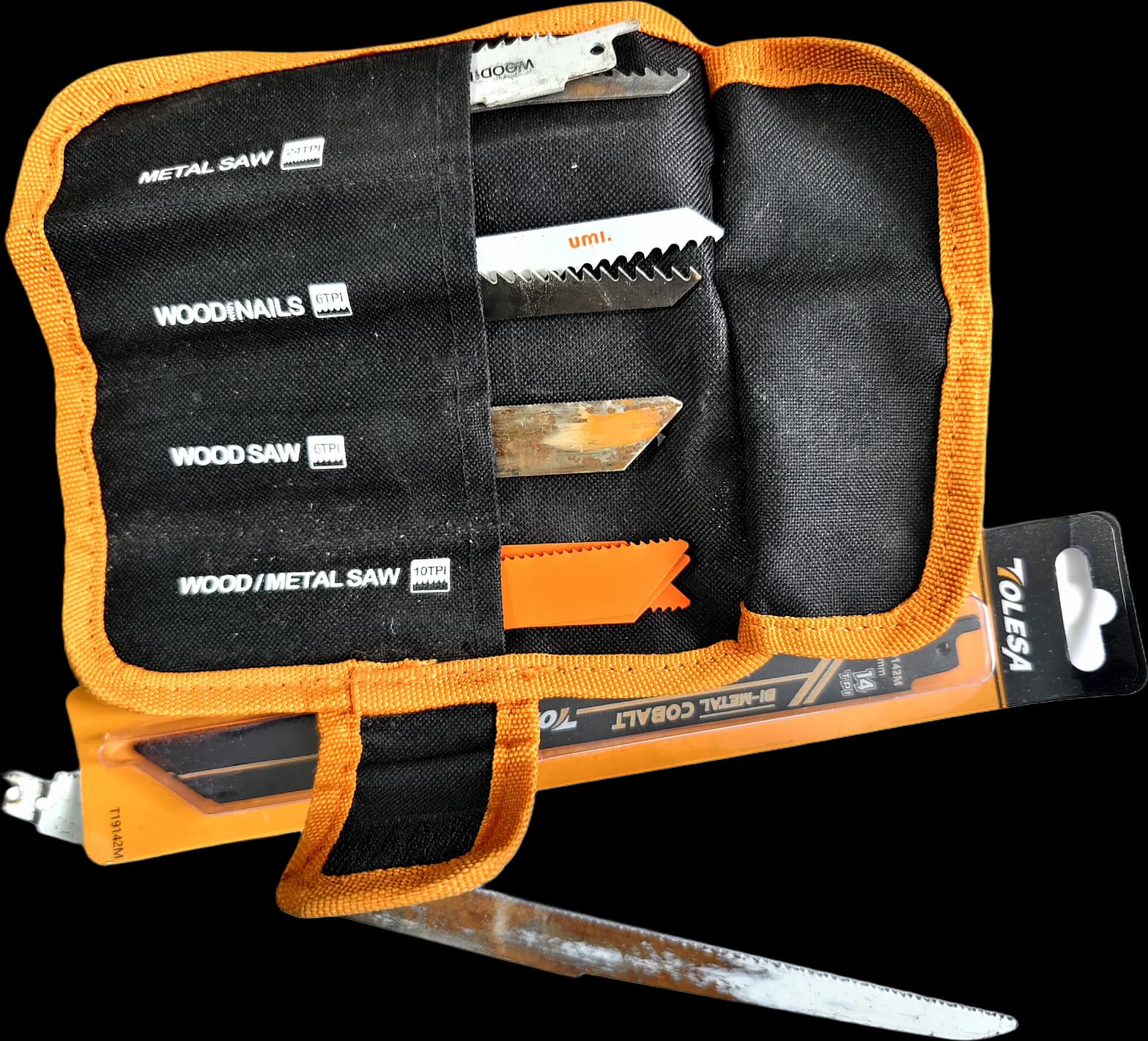 Reciprocating saw blades bundle: Tolesa cobalt pack, wood blades and pouch