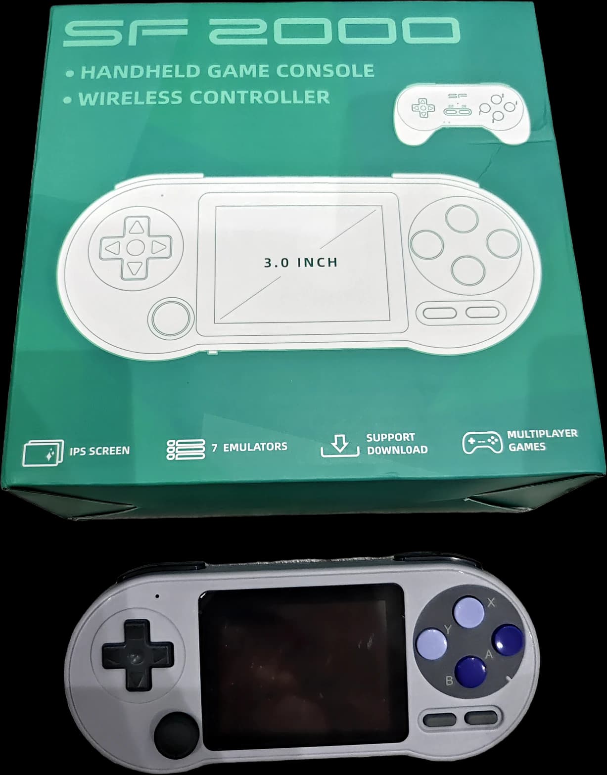 SF2000 handheld retro game console (boxed)